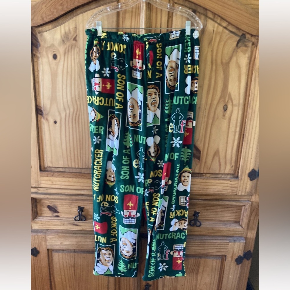 Men’s Elf Son Of A Nutcracker green fleece pajama lounge pants - size XL